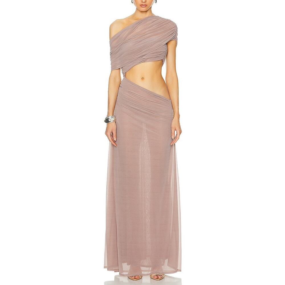 Lpa Ruched Concrete Mona Maxi Dress Size M